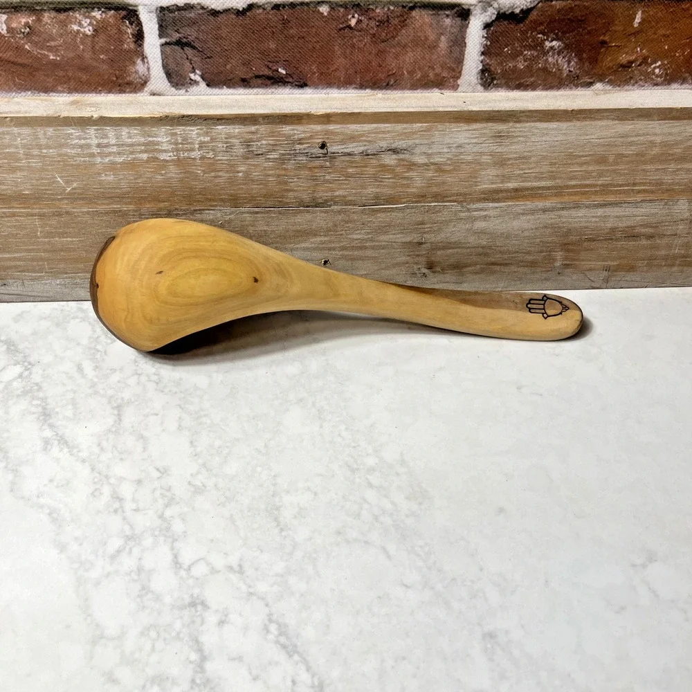 Olive Wood Ladle 12in Handcrafted Serving Utensil Rustic
